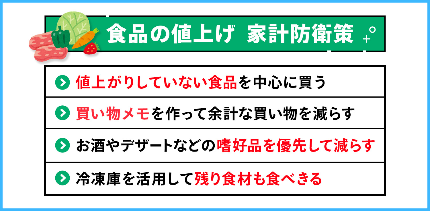 食品の値上げに負けないための家計防衛策